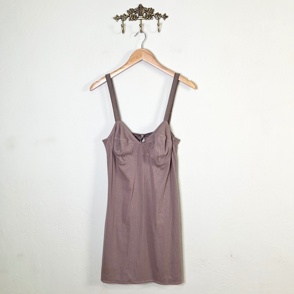 SKIMS‎ Cotton Rib Dress Umber Womens Size 3X NEW Mini Cami Seamed DR-MIN-4782
